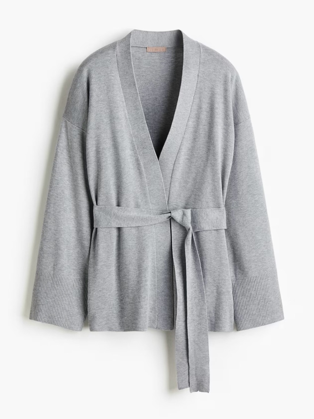 H&M Light Gray Knit Belted Lounge Robe Cardigan